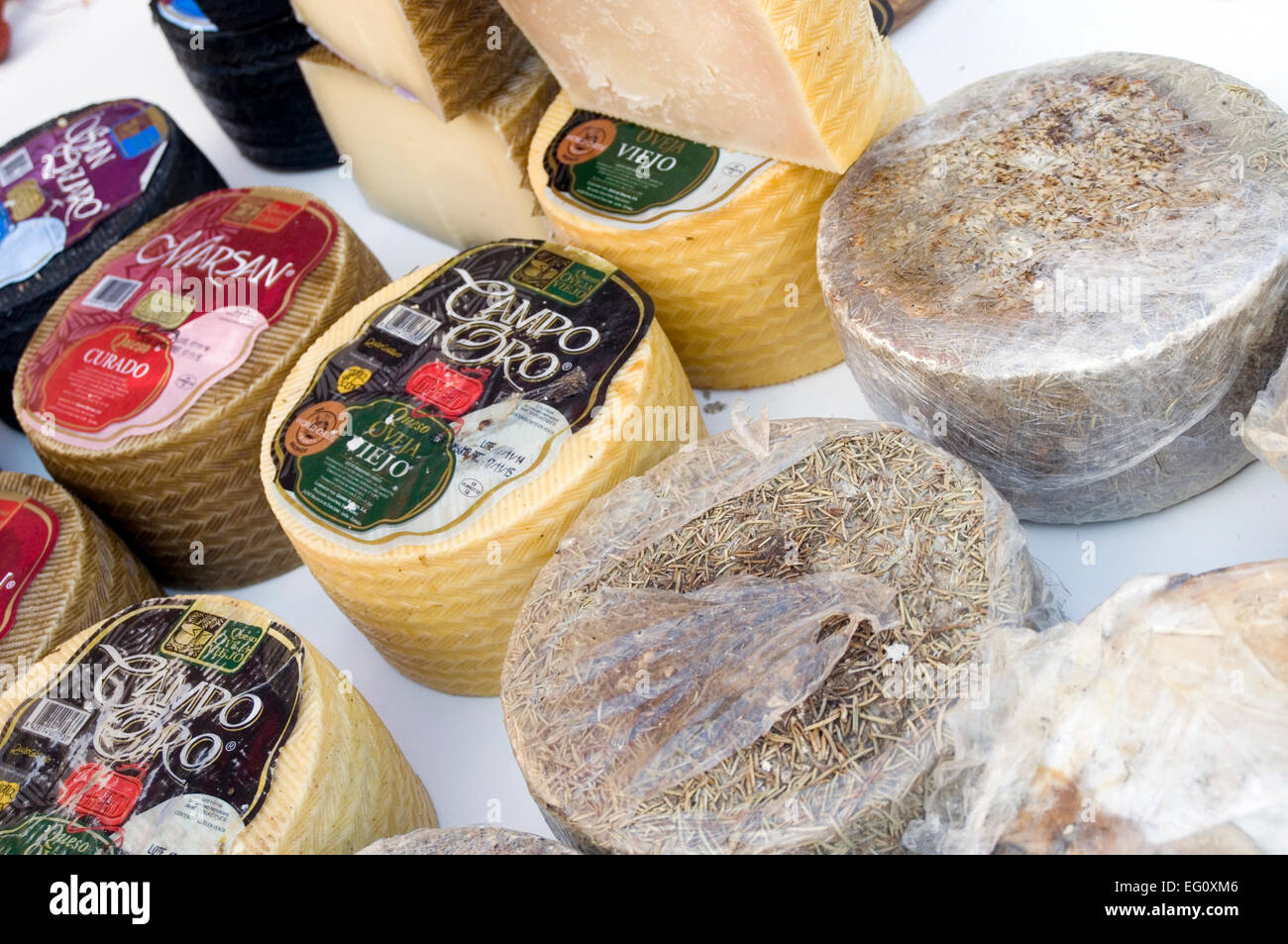 Spanish cheese cheeses spain traditional viejo curado hard soft Stock