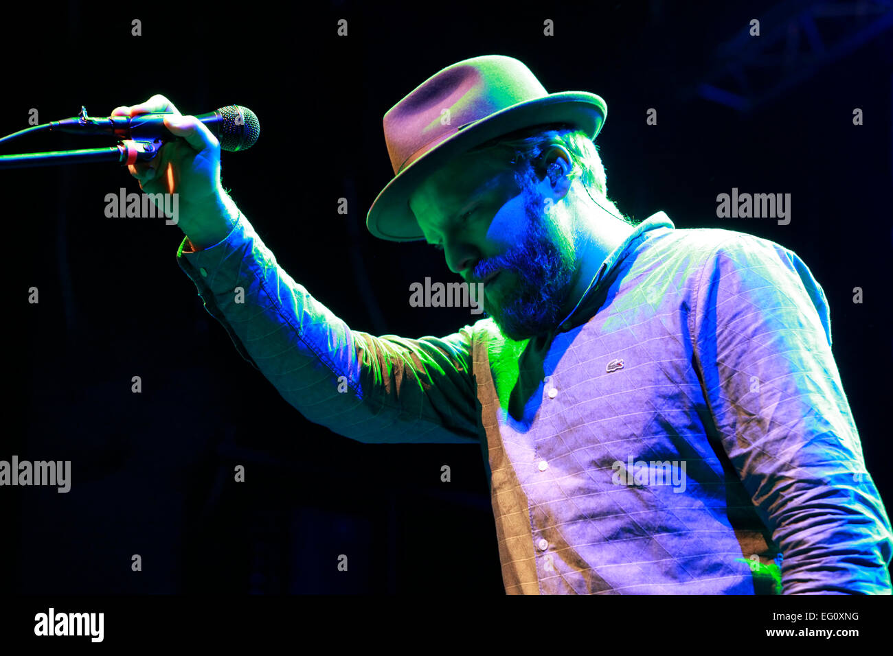 Moscow, Russia - February 2, 2015: British singer, actor and songwriter Alex Clare gave a concert in Moscow Stock Photo