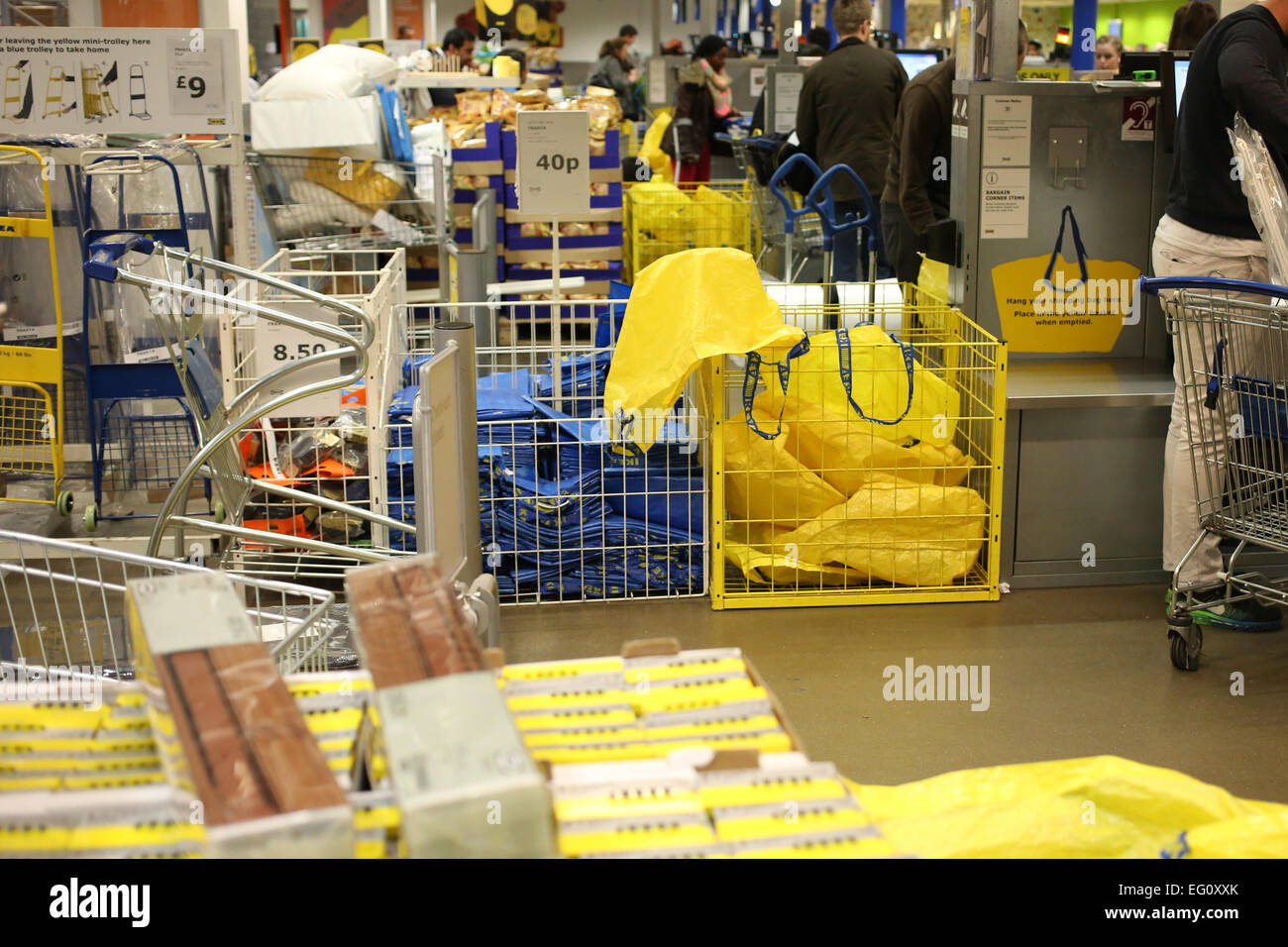 Checkout tills at IKEA store in Lakeside, Thurrock Essex England Uk