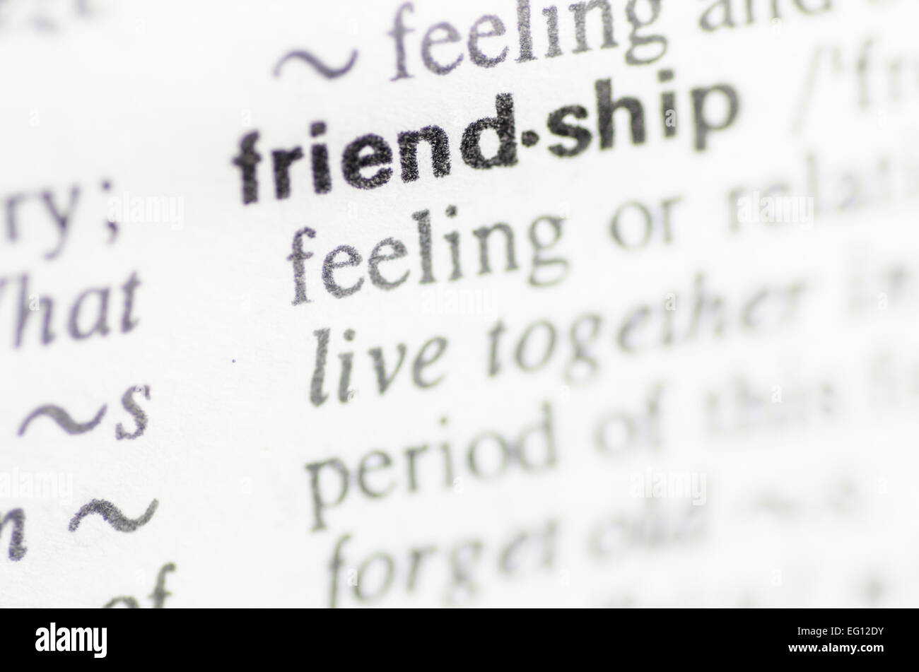 Definition of word friendship in dictionary Stock Photo Alamy
