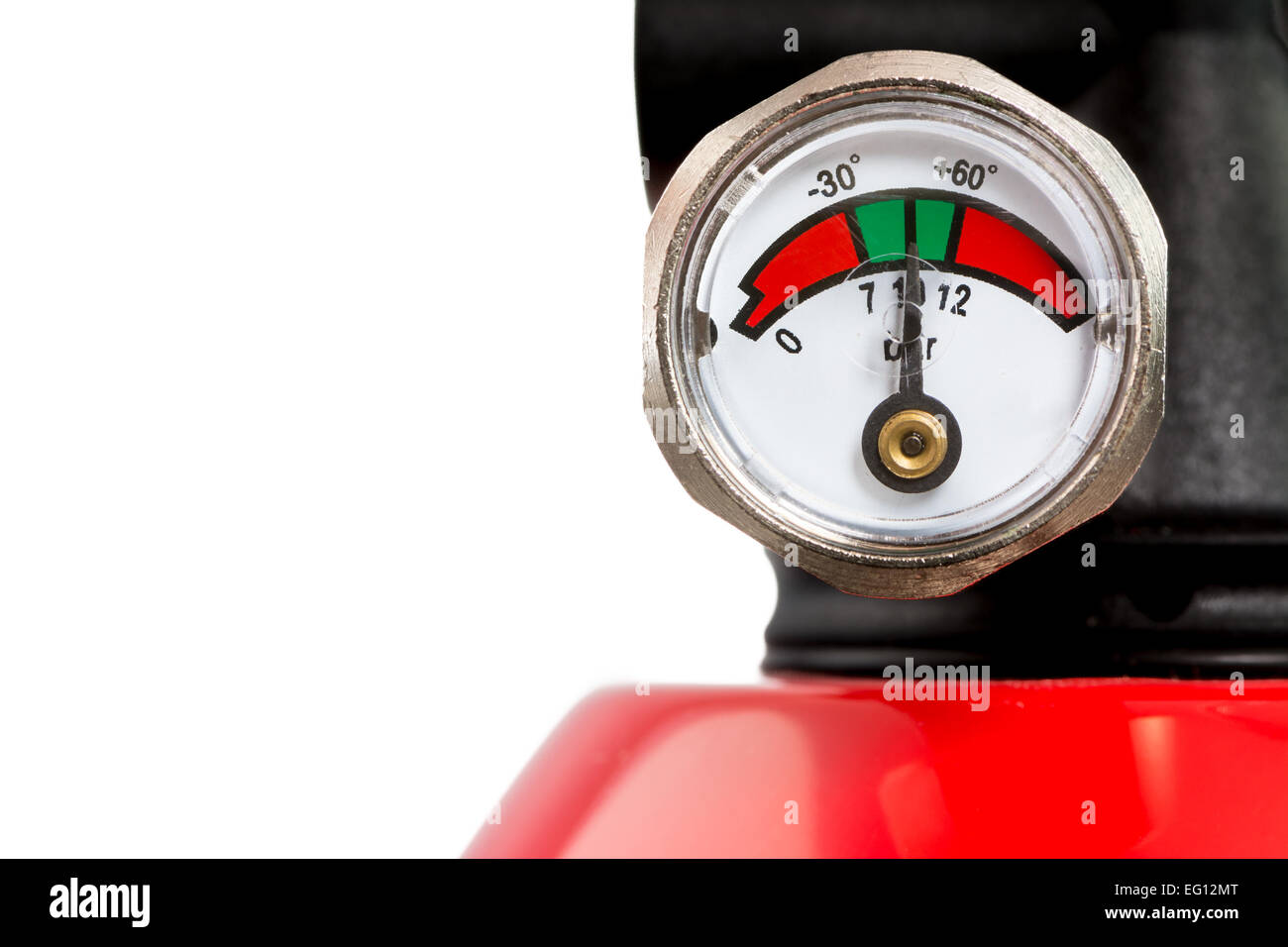 Manometer of a fire extinguisher. The pressure gauge is in the ideal