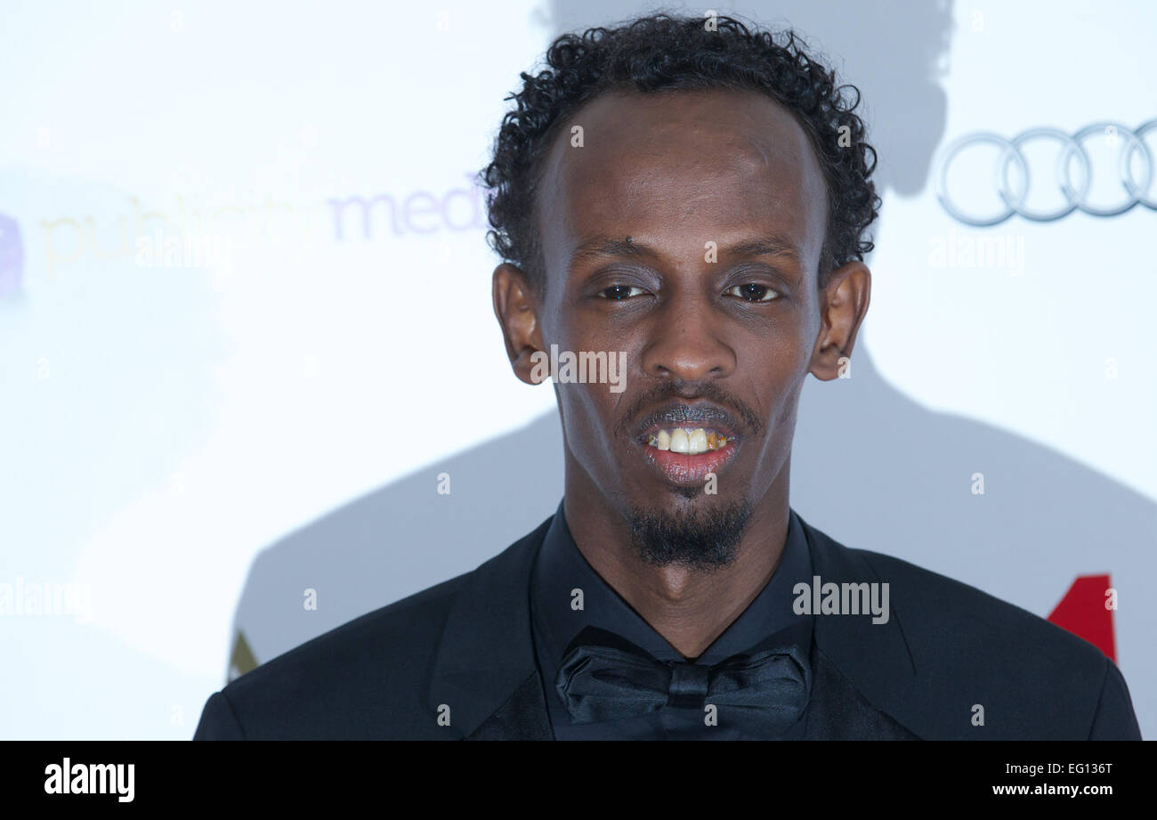 UNITED KINGDOM: Somali-American actor Barkhad Abdi poses for pictures on the red carpet as he arrives for the 34th London Critics Circle Film Awards in central London on February 2, 2014. Stock Photo