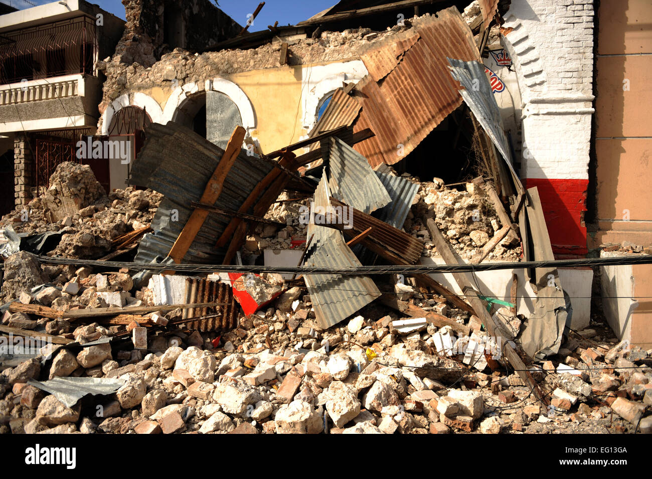 Buildings are destroyed in Jacmel, Haiti from the earthquake on January