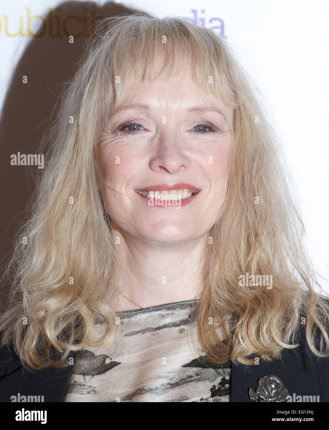UNITED KINGDOM: British actor Lindsay Duncan poses for pictures on the red carpet as she arrives for the 34th London Critics Circle Film Awards in central London on February 2, 2014. Stock Photo