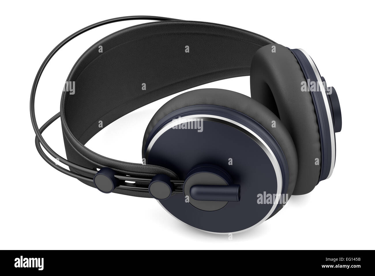 black wireless headphones isolated on white background Stock Photo - Alamy
