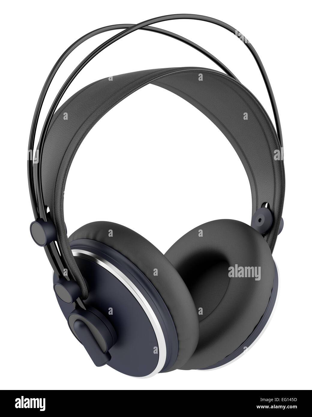 black wireless headphones isolated on white background Stock Photo - Alamy