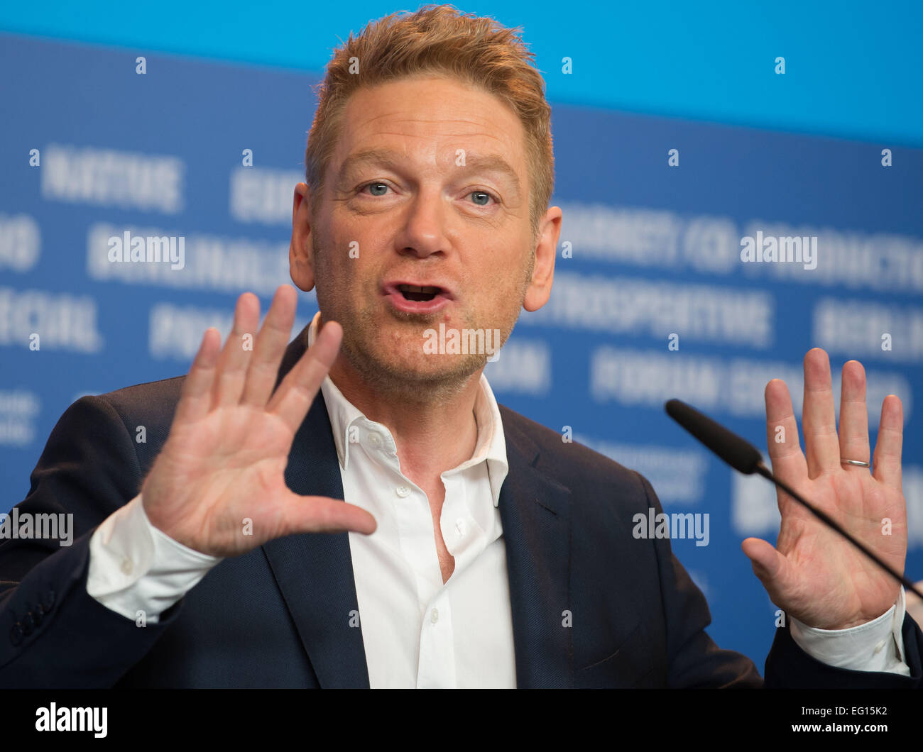 British director Kenneth Branagh attends the press conference for 'Cinderella' during the 65th annual Berlin Film Festival, in Berlin, Germany, 13 February 2015. The movie is presented in the Official Competition (out of competition) at the Berlinale, which runs from 05 to 15 February 2015. PHOTO: TIM BRAKEMEIER/dpa Stock Photo