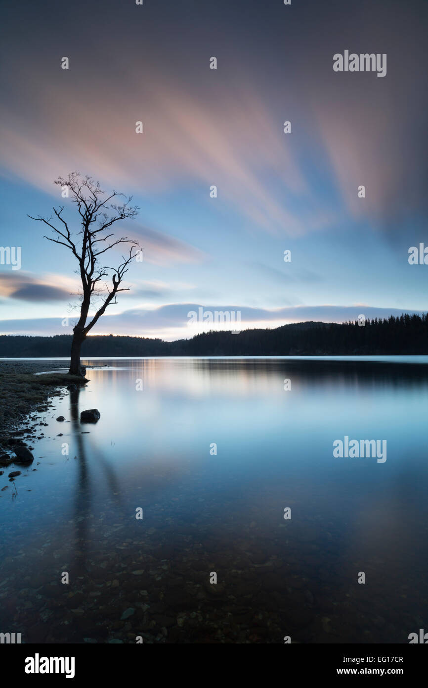 Mid-winter dawn light over Loch Ard in The Trossachs, Scotland, United Kingdom. Stock Photo