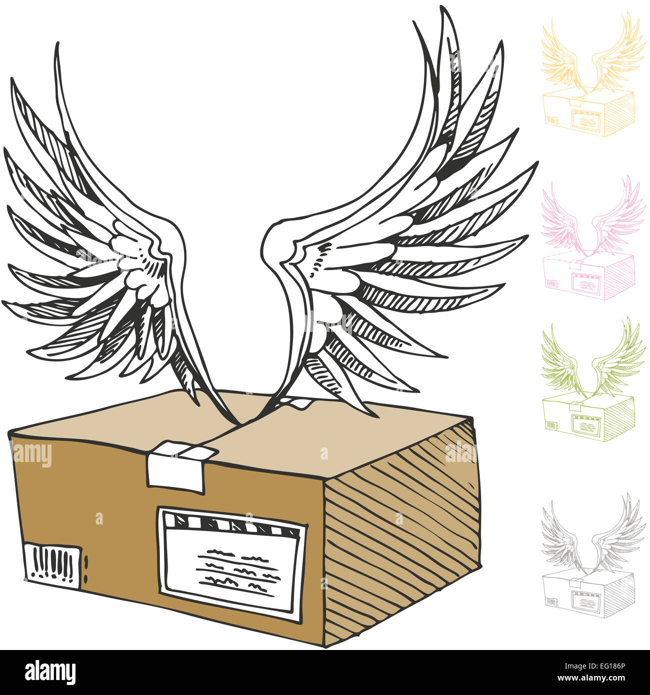 An image of an air mail package with angel wings Stock Photo - Alamy