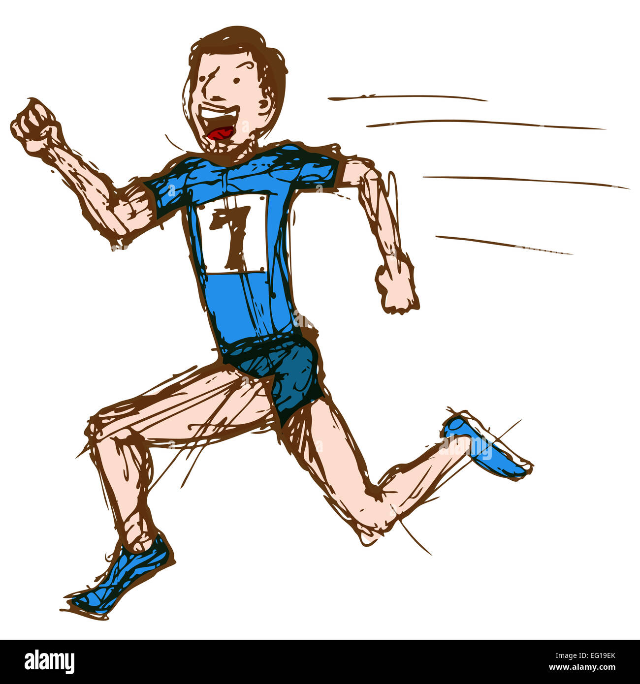 An image of sketch drawing of a male runner Stock Photo - Alamy