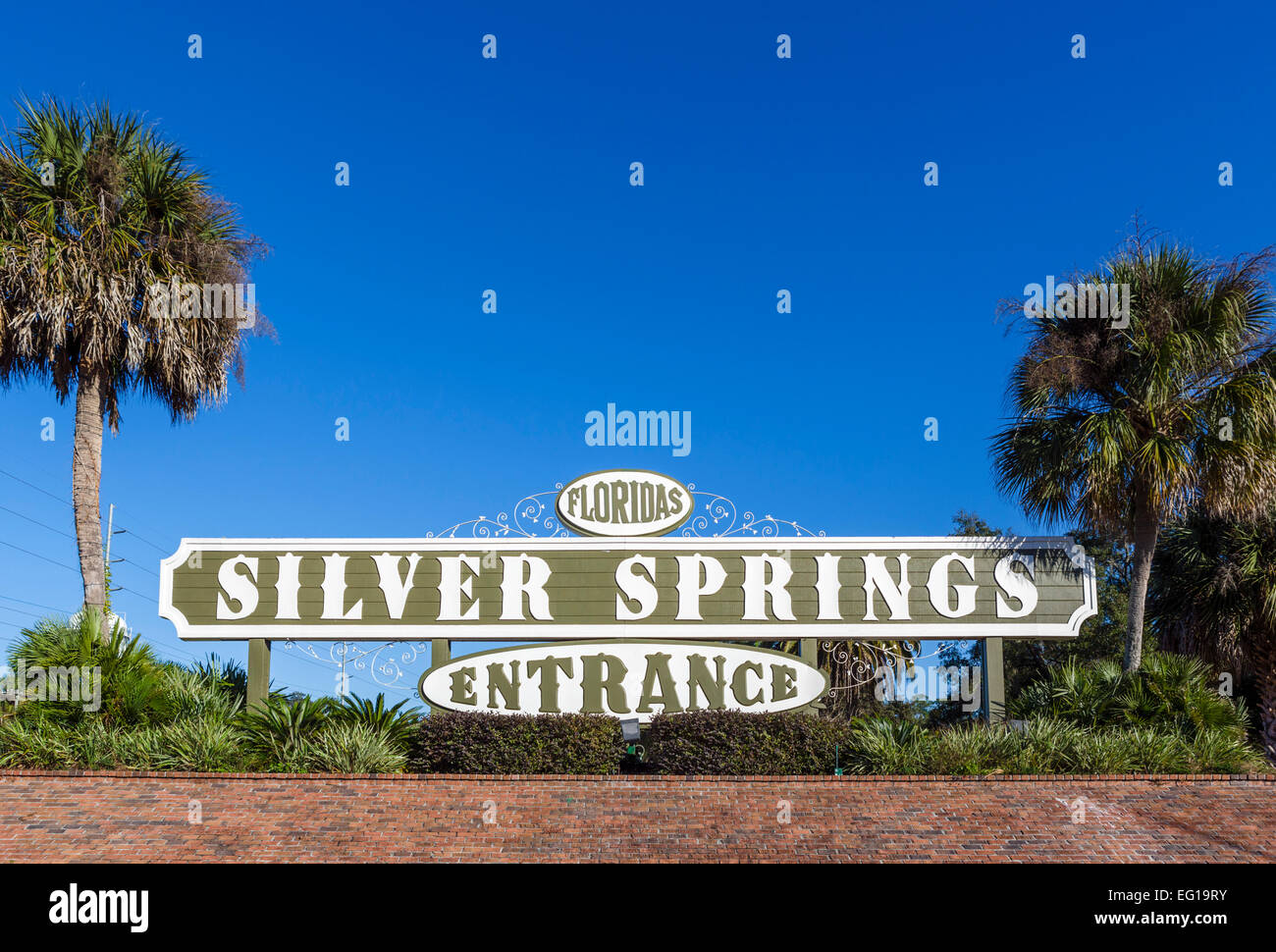 Entrance to Silver Springs State Park, near Ocala, Marion County, Florida, USA Stock Photo