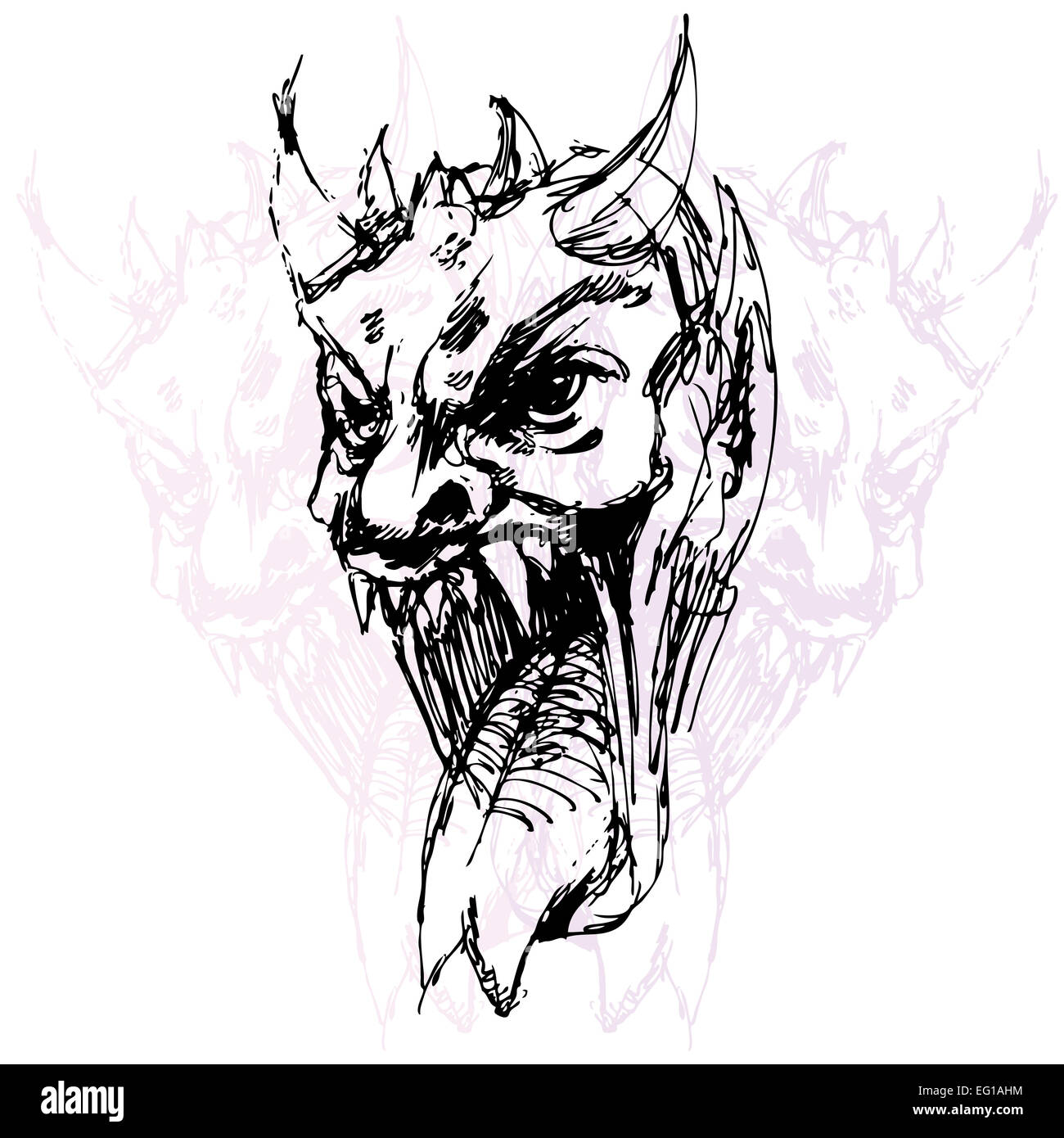 An image of a demon face drawing Stock Photo - Alamy