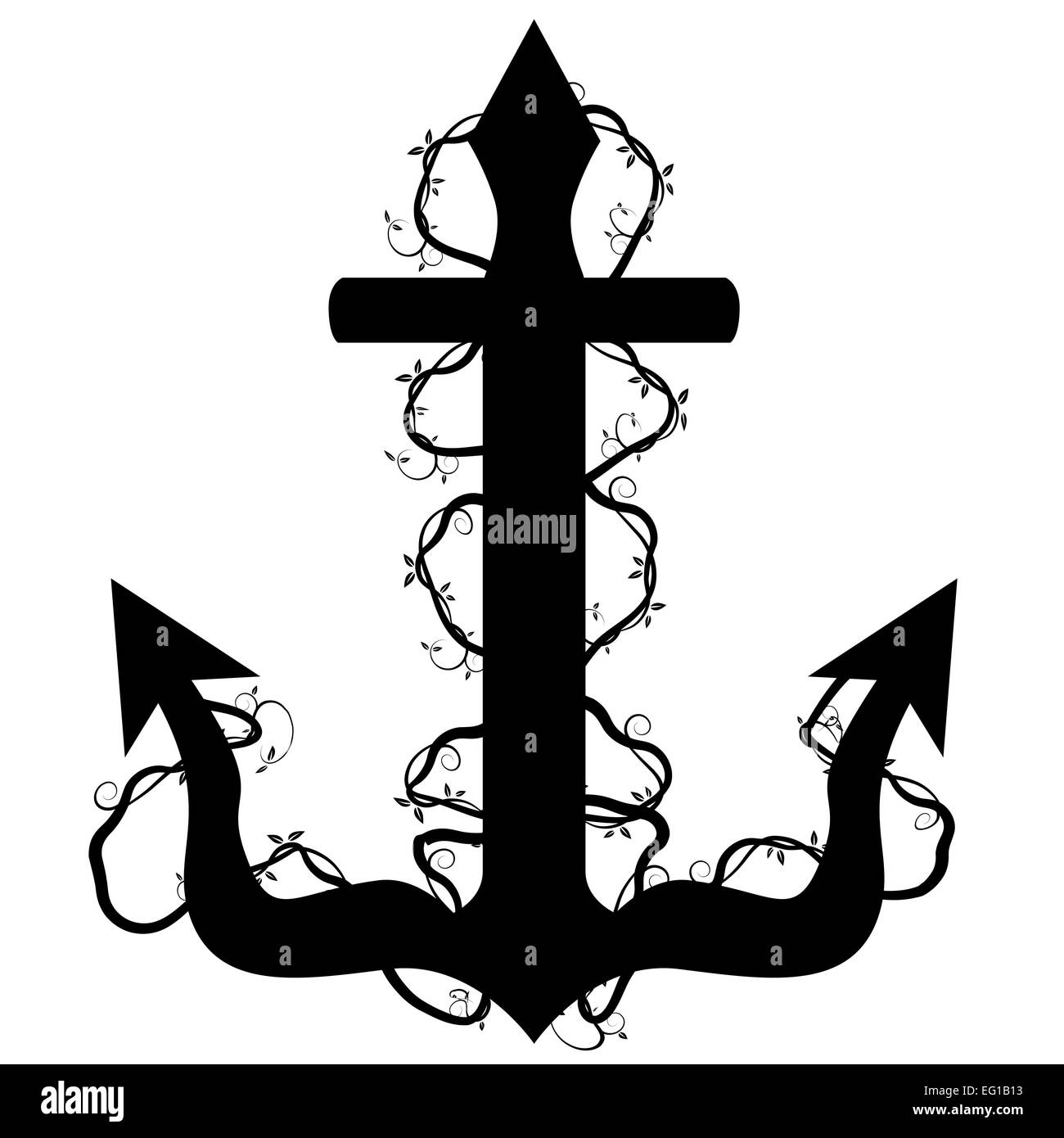 An image of an anchor with vines Stock Photo - Alamy