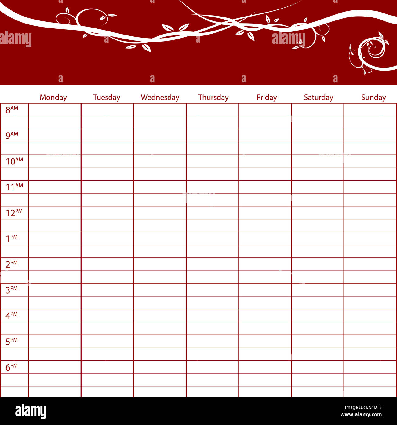 An image of a weekly time management task chart Stock Photo - Alamy