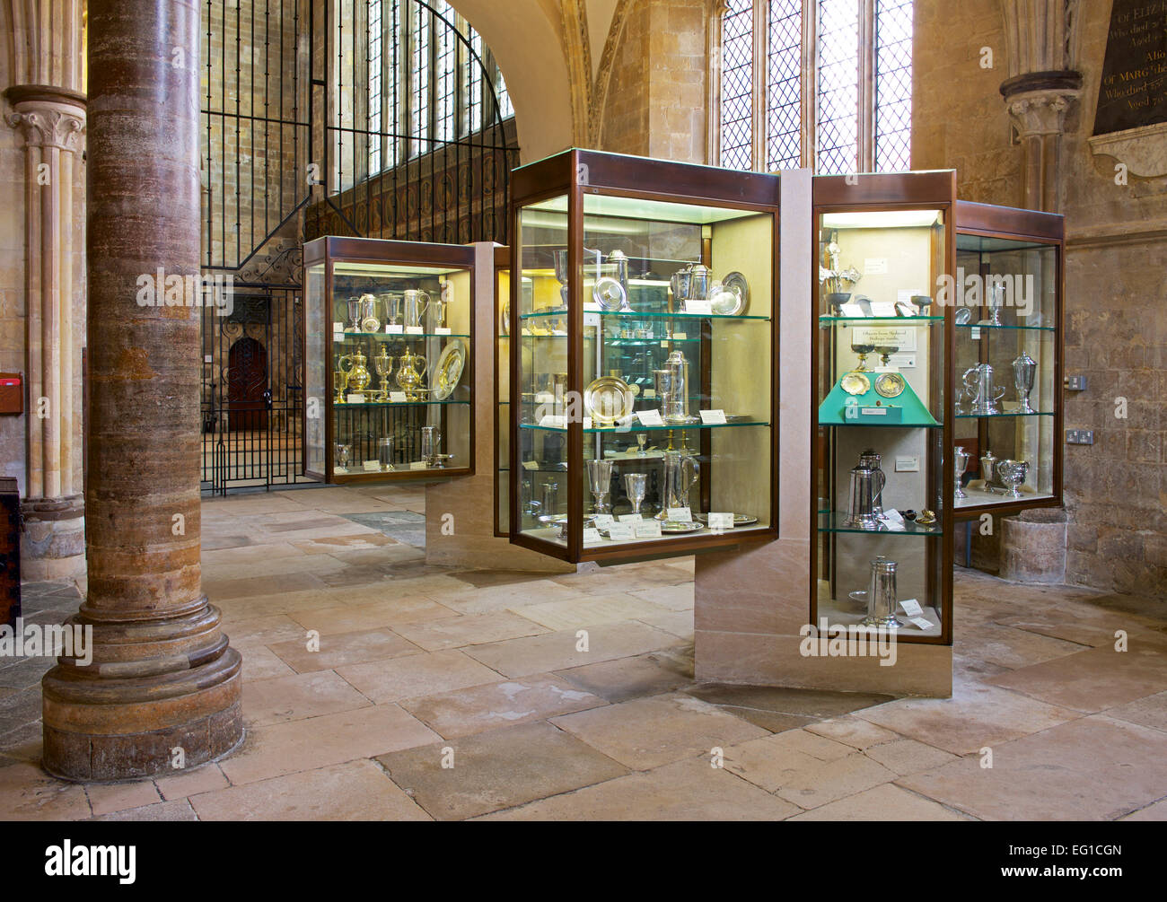 Displays in the Treasury, Chichester Cathedral, Hampshire Stock Photo