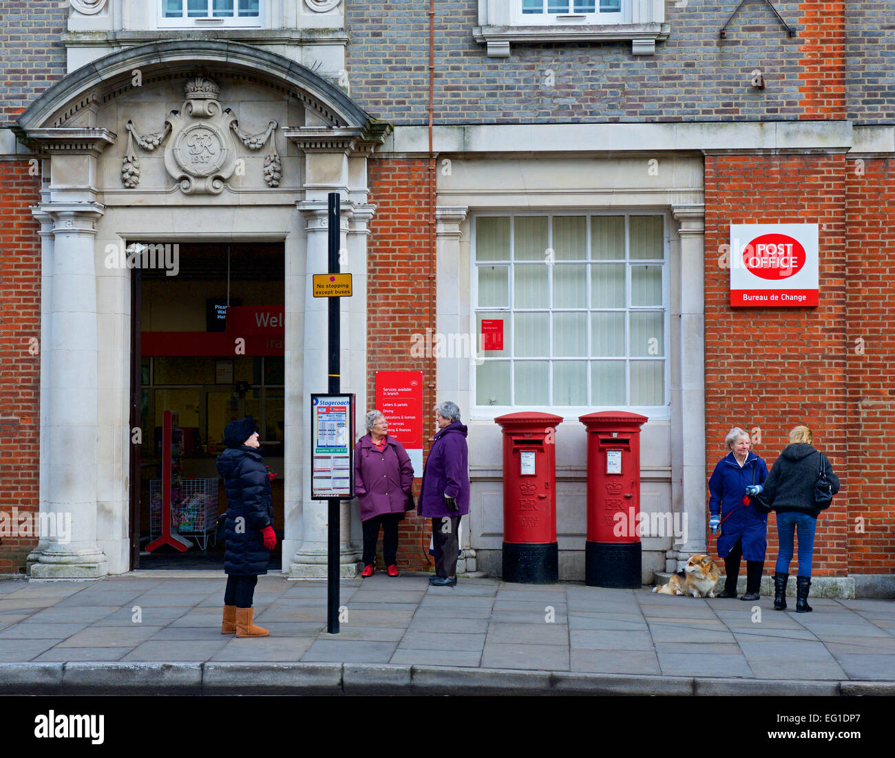 People Waiting Outside Post Office Chichester Hampshire England Uk Stock Photo Alamy