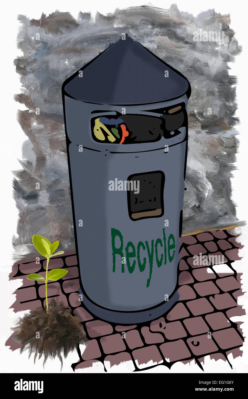 Illustration garbage bin Stock Photo