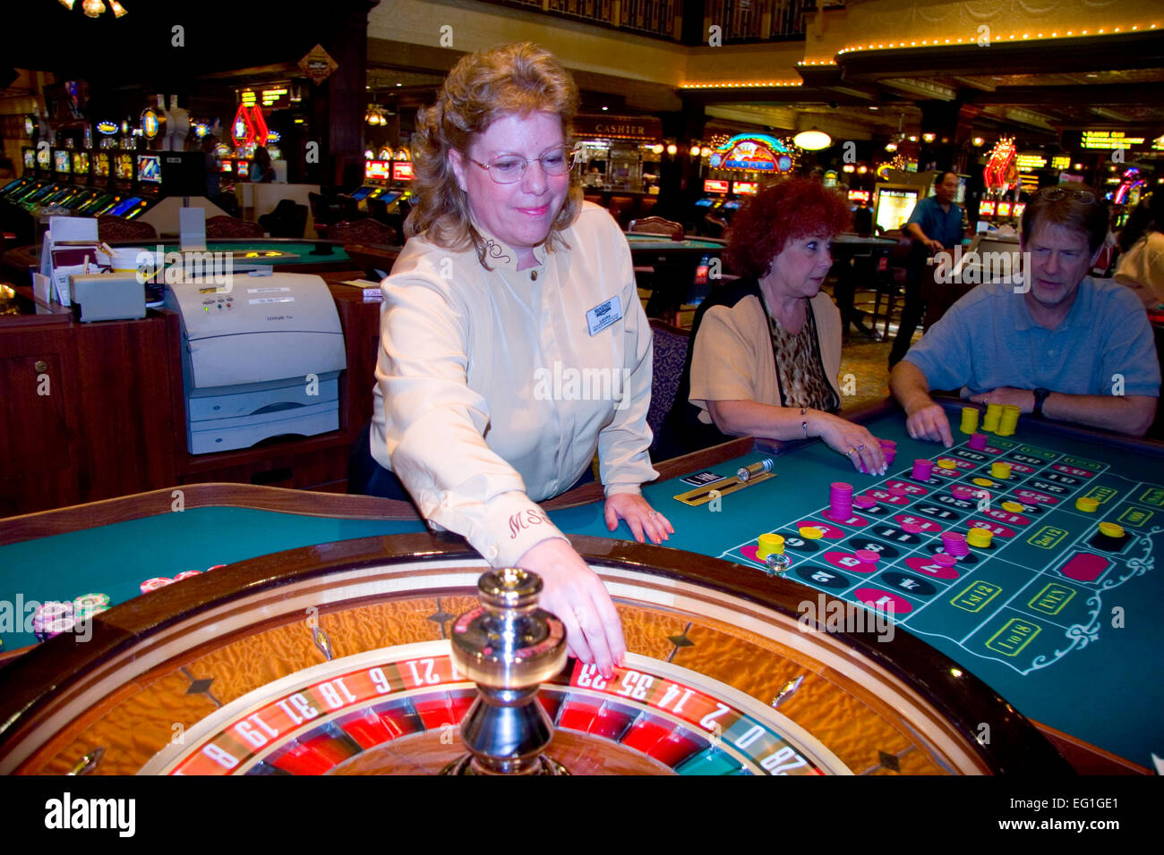 A game of roulette at Main Street Station Casino in Las Vegas, Nevada Stock Photo