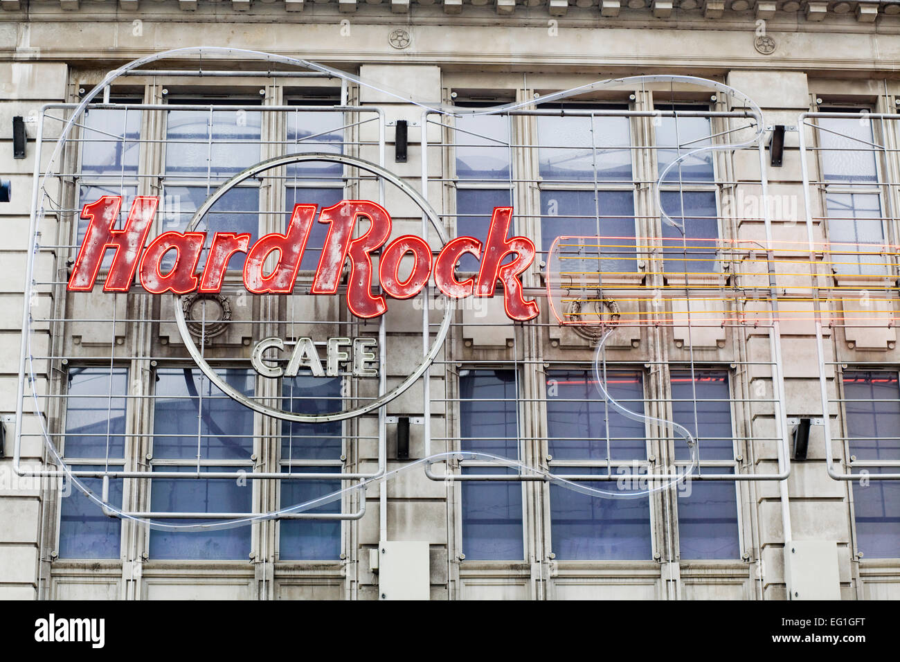 Sign to the Hard Rock Café Liverpool England Stock Photo