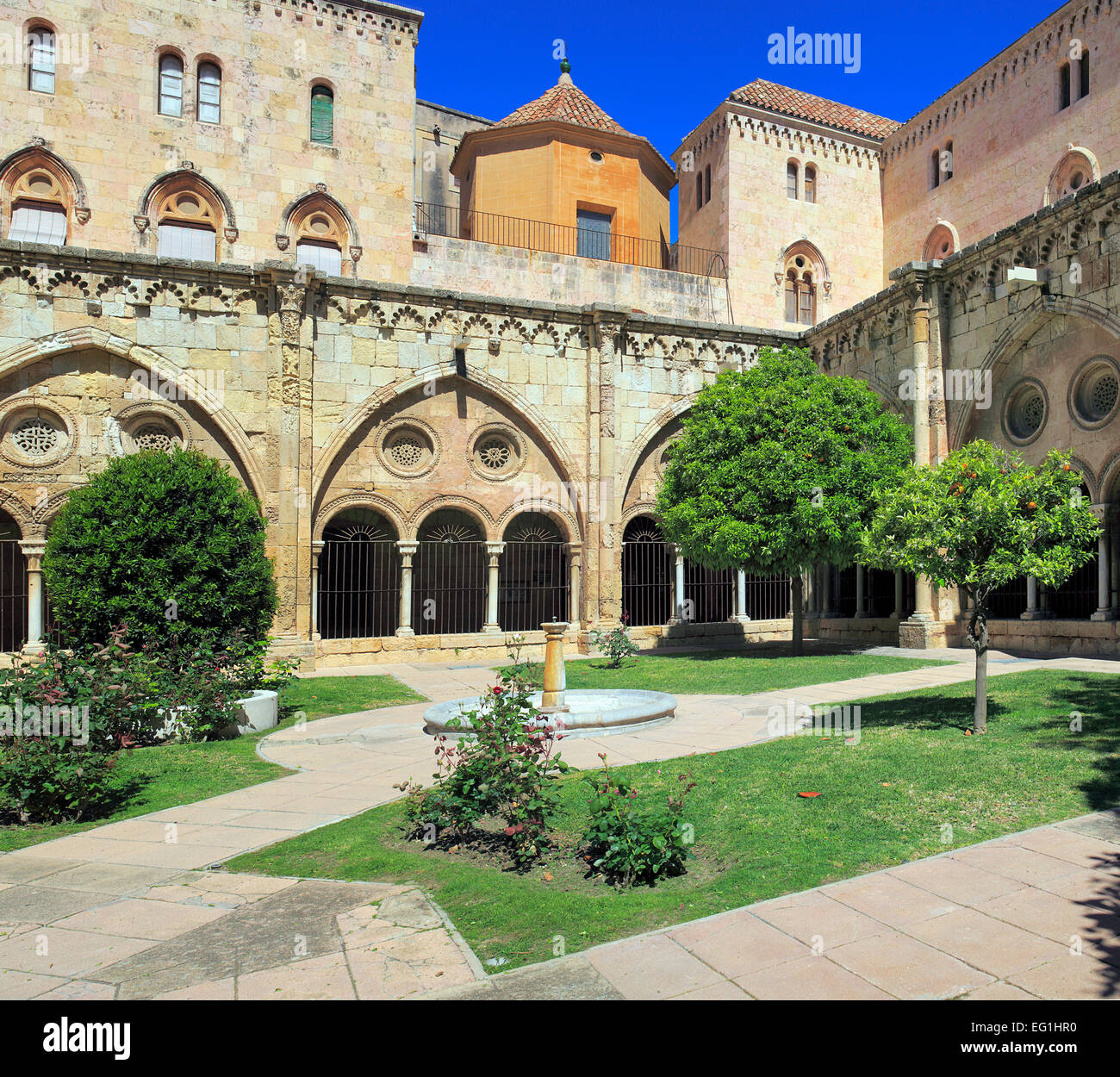 Cathedral cloister, Tarragona, Catalonia, Spain Stock Photo