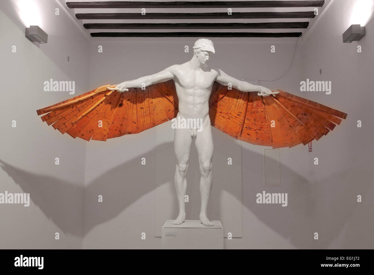 Icarus, modern sculpture, Palace of Guevara, Lorca, Murcia, Spain Stock Photo