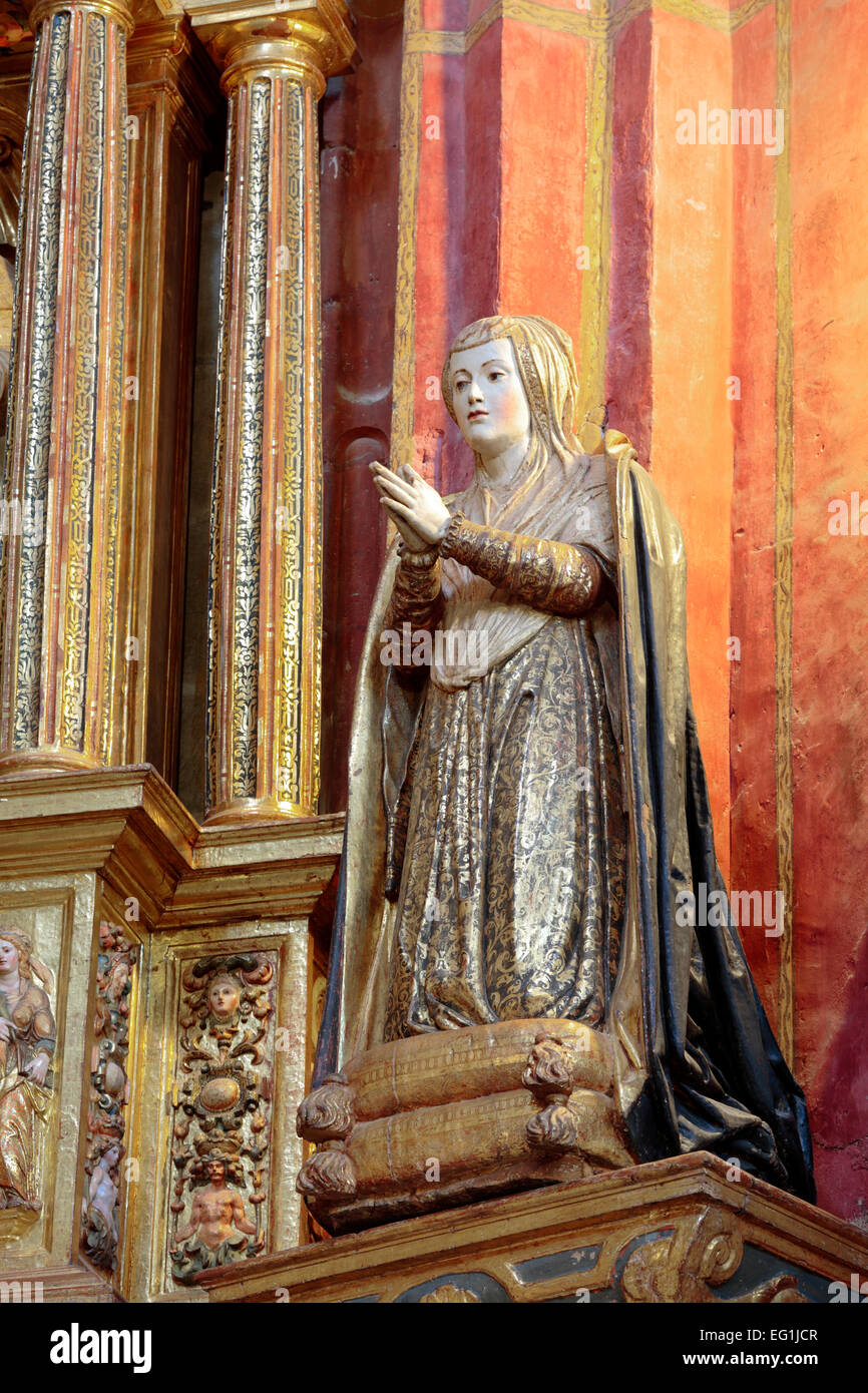 Statue of Isabella I of Castile, Interior of monastery church of St. Jerome (San Jeronimo), Granada, Andalusia, Spain Stock Photo