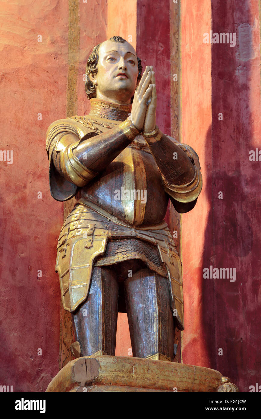 Statue of Ferdinand II of Aragon, Interior of monastery church of St. Jerome (San Jeronimo), Granada, Andalusia, Spain Stock Photo