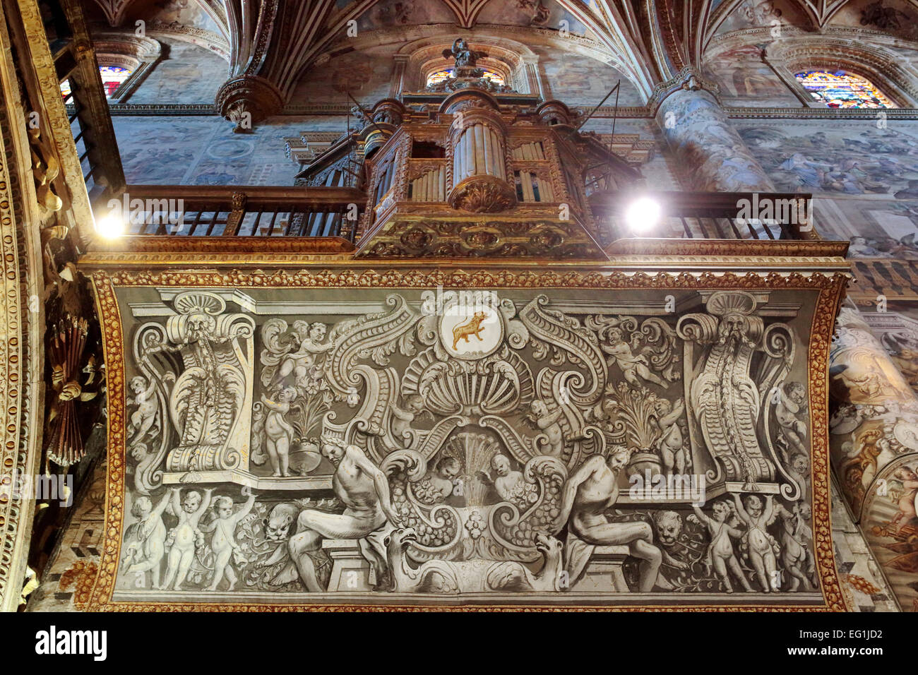 Interior of monastery church of St. Jerome (San Jeronimo), Granada, Andalusia, Spain Stock Photo