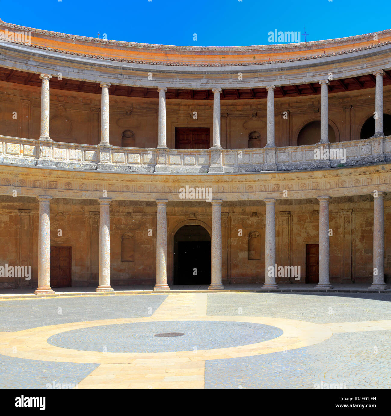 Patio of palace of Charles V, Alhambra, Granada, Andalusia, Spain Stock Photo