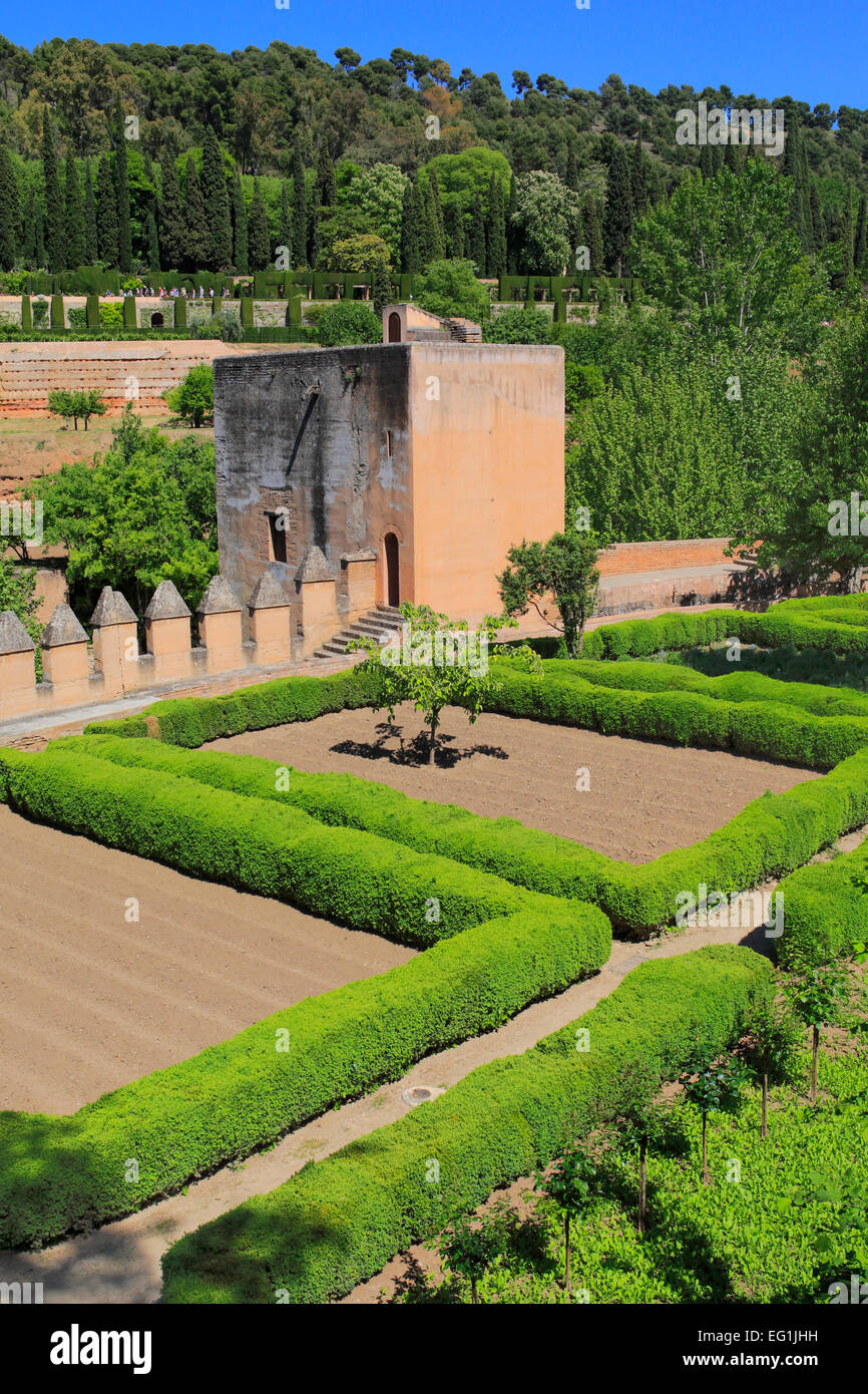 Alhambra garden, Granada, Andalusia, Spain Stock Photo