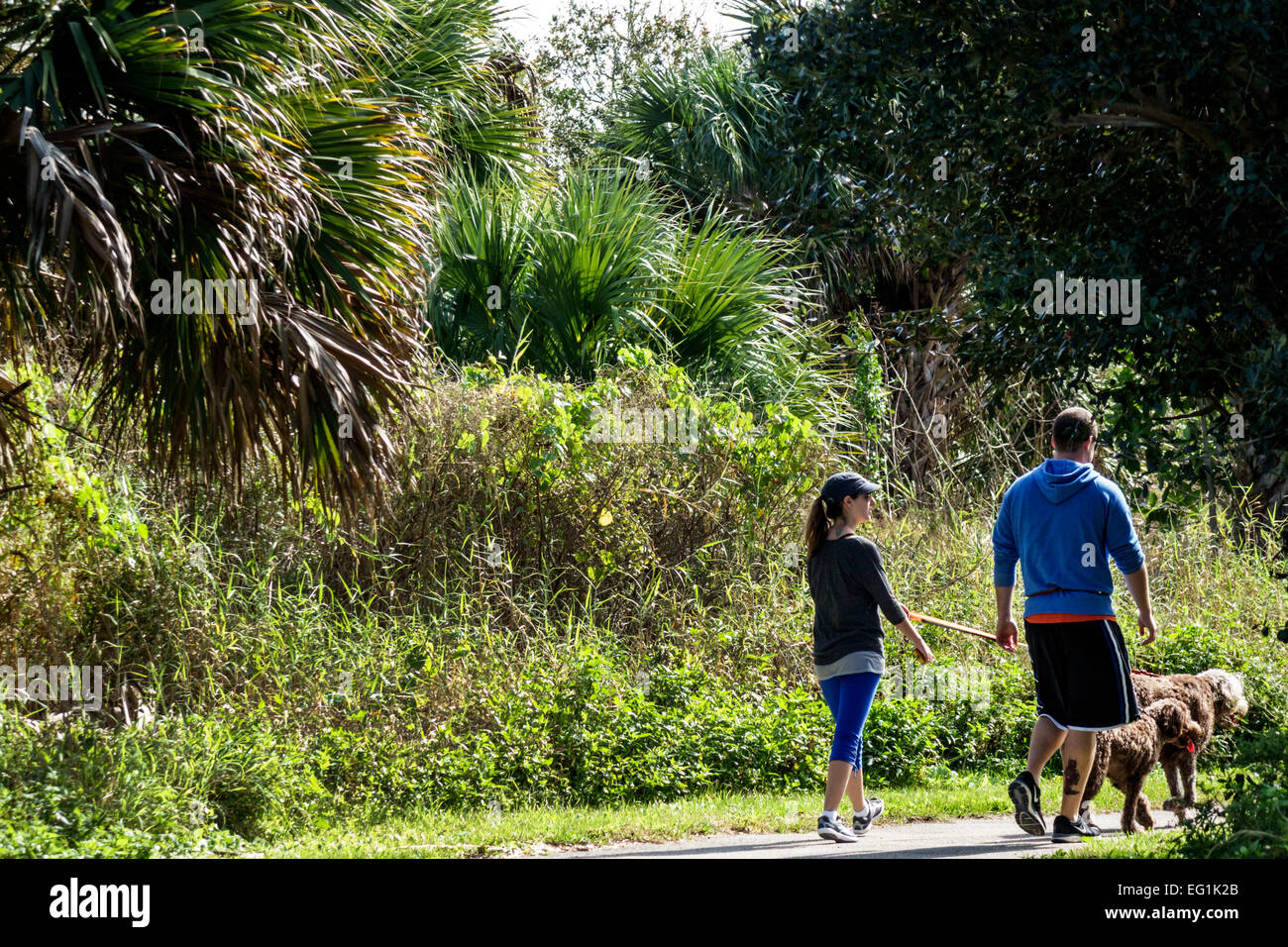 Sebastian Florida,North Hutchinson Orchid Island,Pelican Island National Wildlife Refuge,adult adults man men male,woman women female lady,couple,walk Stock Photo