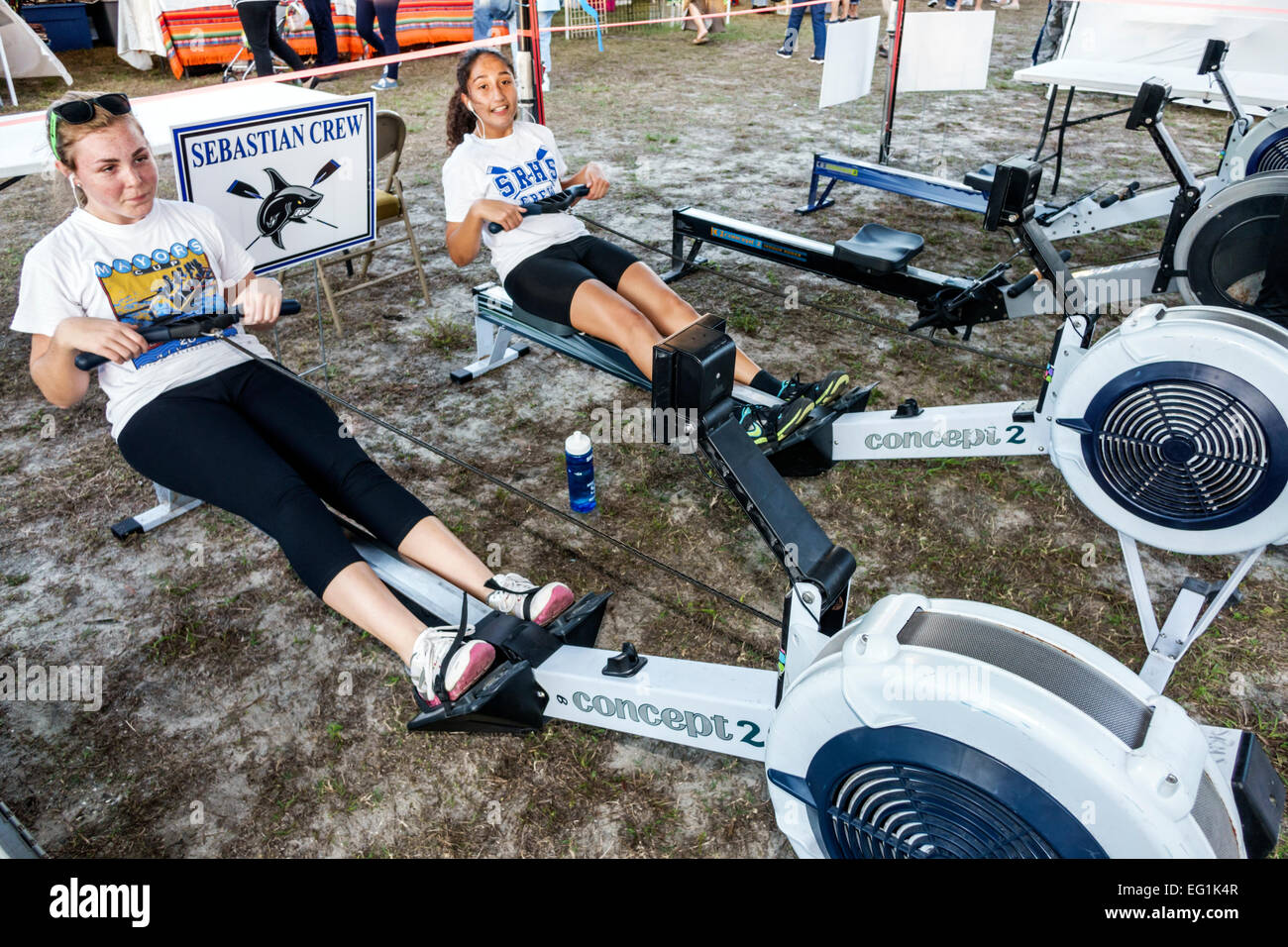 Florida Fellsmere,Frog Leg Festival,Sebastian Regional High School rowing crew members,teen teens teenage teenager teenagers youth adolescent,girl gir Stock Photo