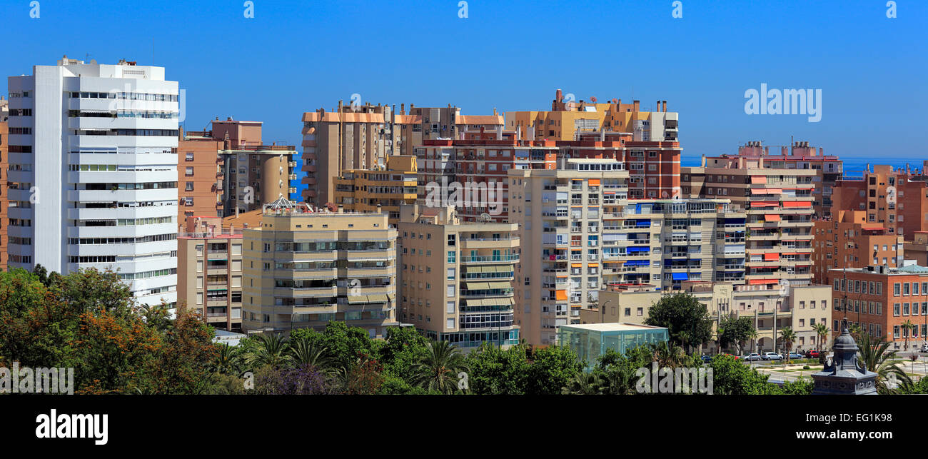 Cityscape from Alcazaba, Malaga, Andalusia, Spain Stock Photo