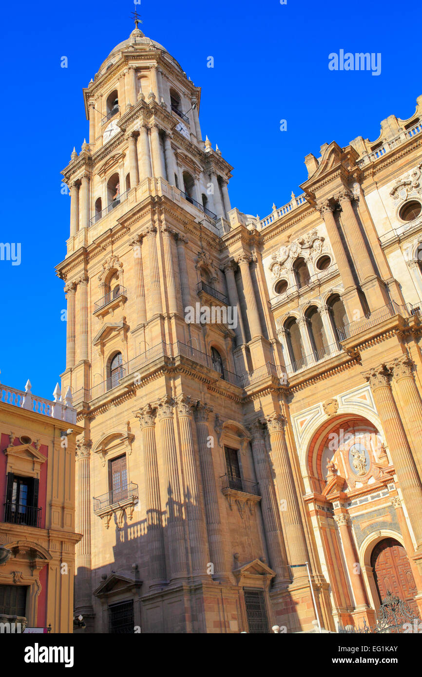 Cathedral belltower, Malaga, Andalusia, Spain Stock Photo