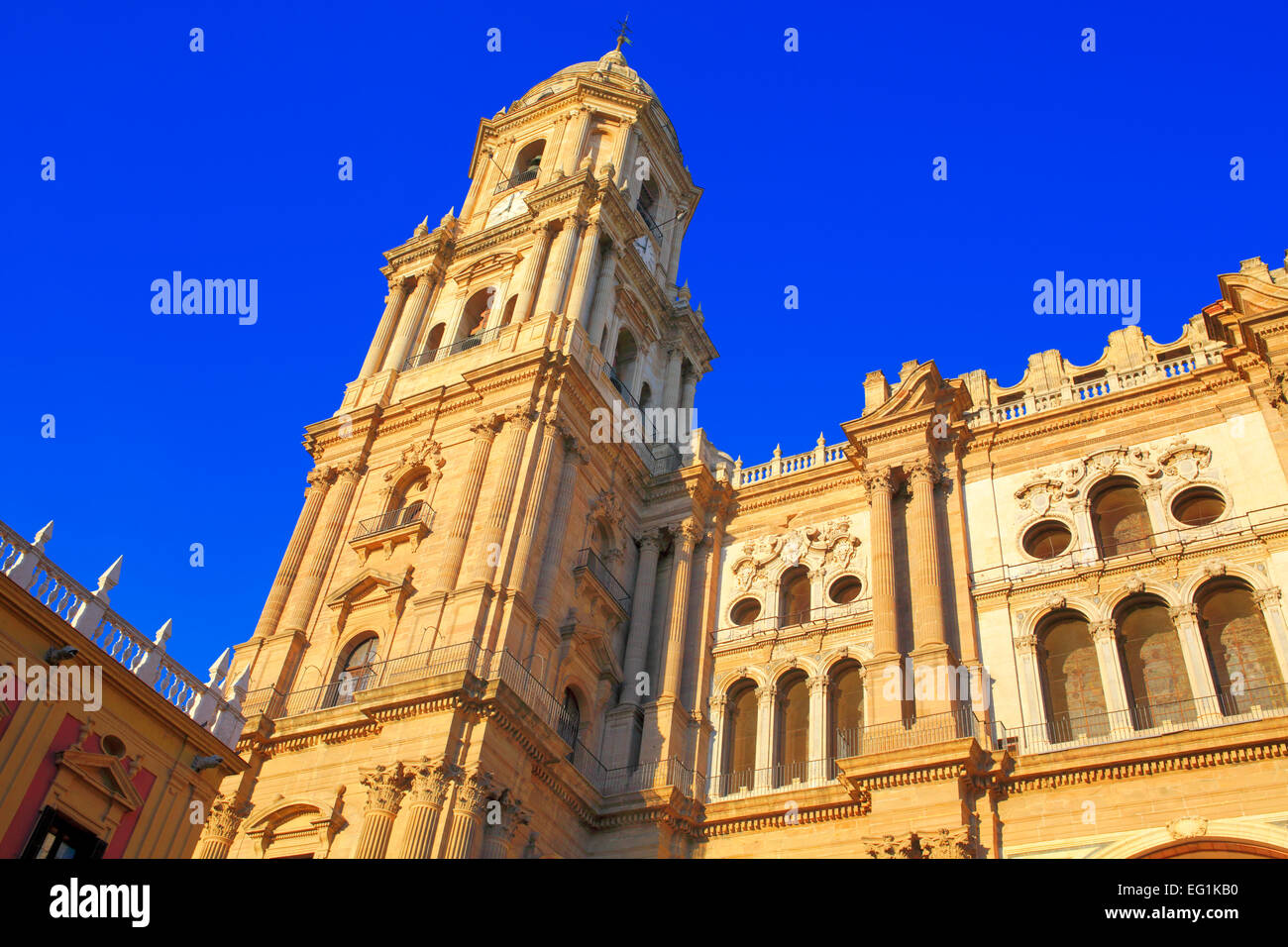 Cathedral belltower, Malaga, Andalusia, Spain Stock Photo