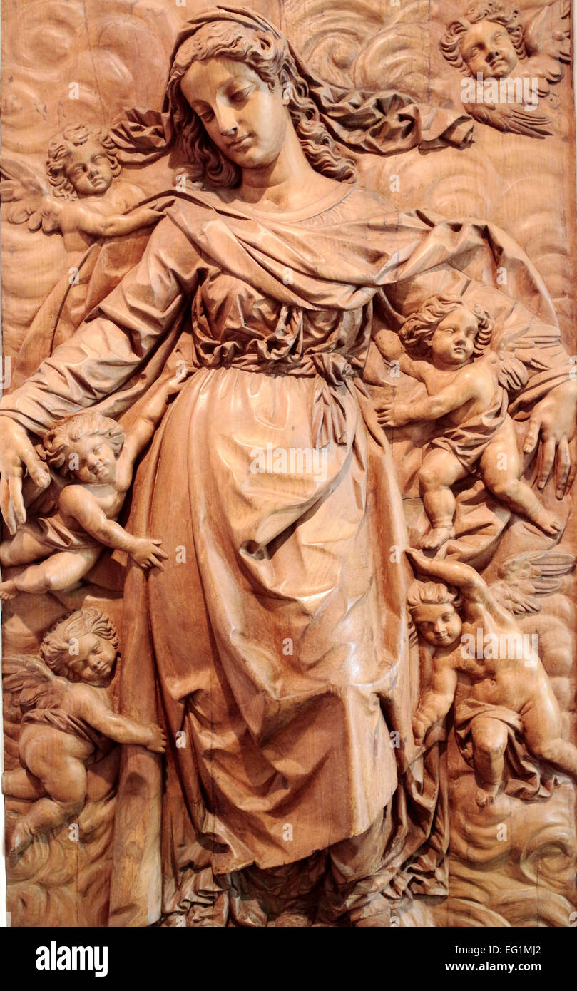 Assention of Holy Virgin, sculpture by Juan de Oviedo el Mozo (1601), Museum of Fine Arts (Museo de Bellas Artes), Seville, Anda Stock Photo