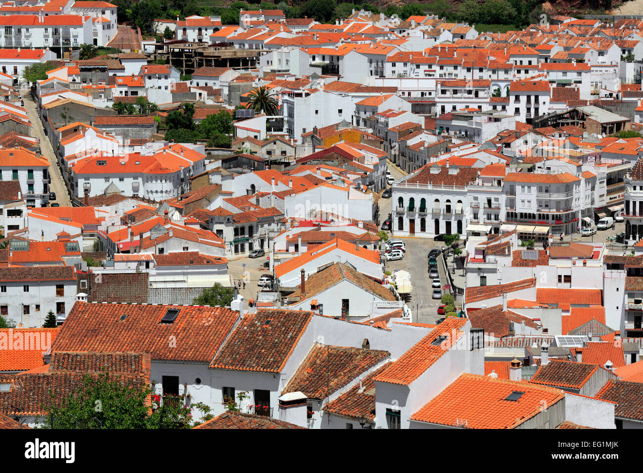 Cityscape, Aracena, Andalusia, Spain Stock Photo
