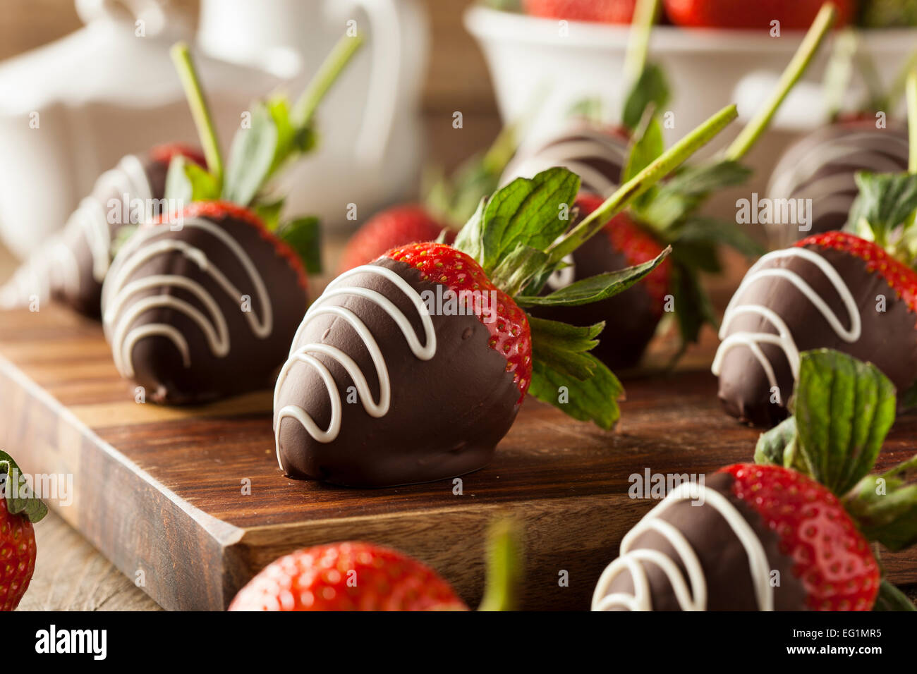 Homemade Chocolate Dipped Strawberries Ready to Eat Stock Photo