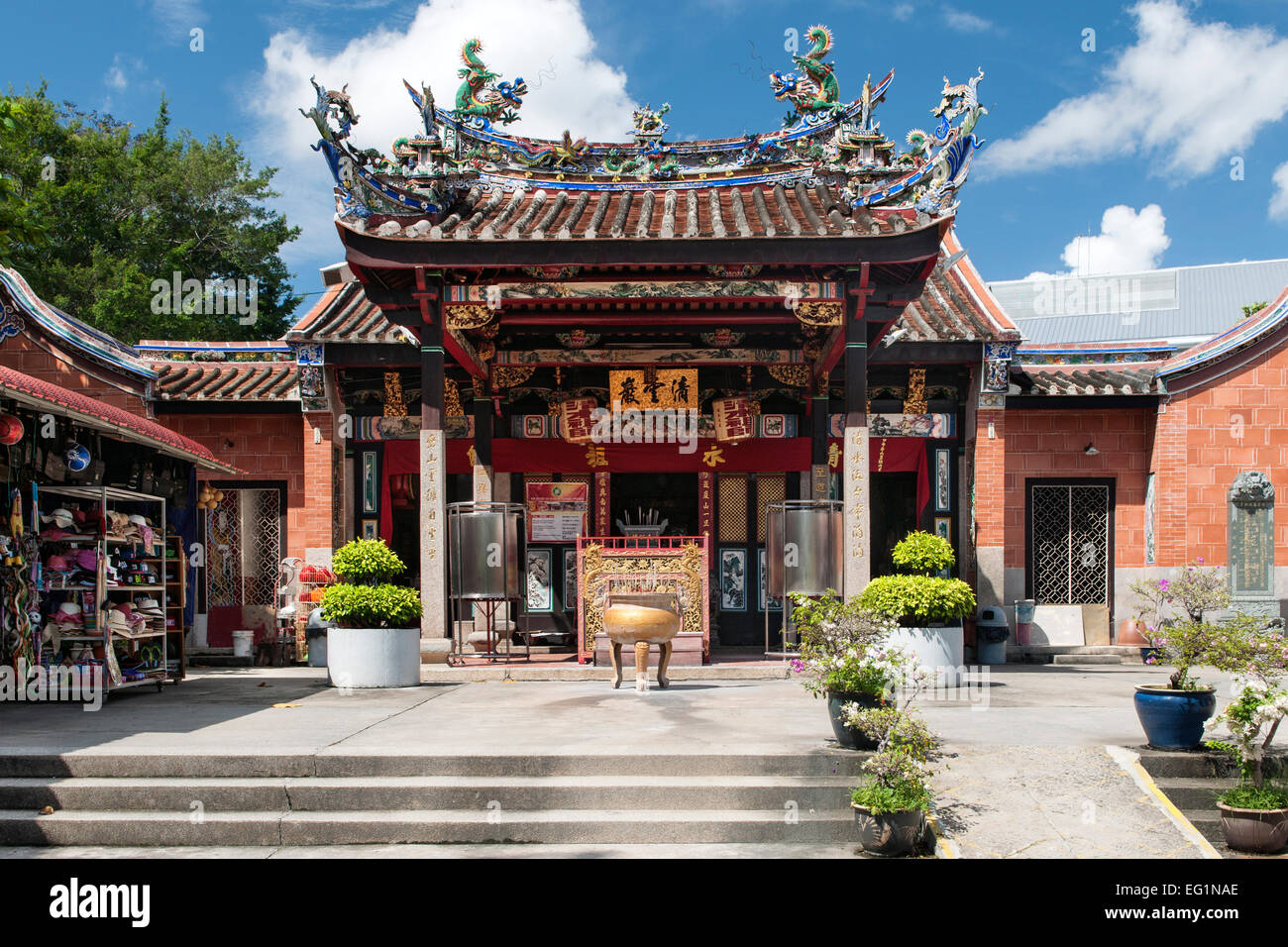 The exterior and entrance of Snake Temple (aka Hock Kin Keong) in Penang, Malaysia. It was built for the worship of the deity Ch Stock Photo