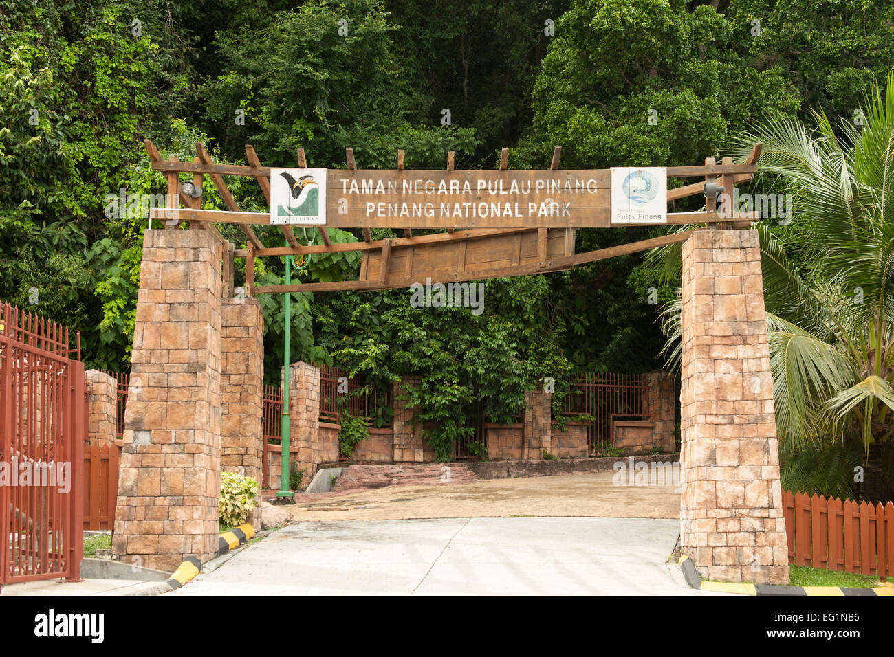 Entrance to Teman Negara Pulau Pinang (Penang National Park) in Penang, Malaysia. Stock Photo