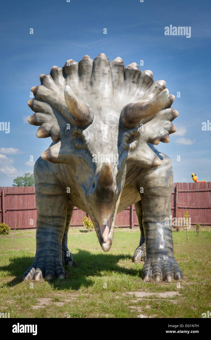 Triceratops dinosaur in Jurrasic Park, real size replica Stock Photo ...