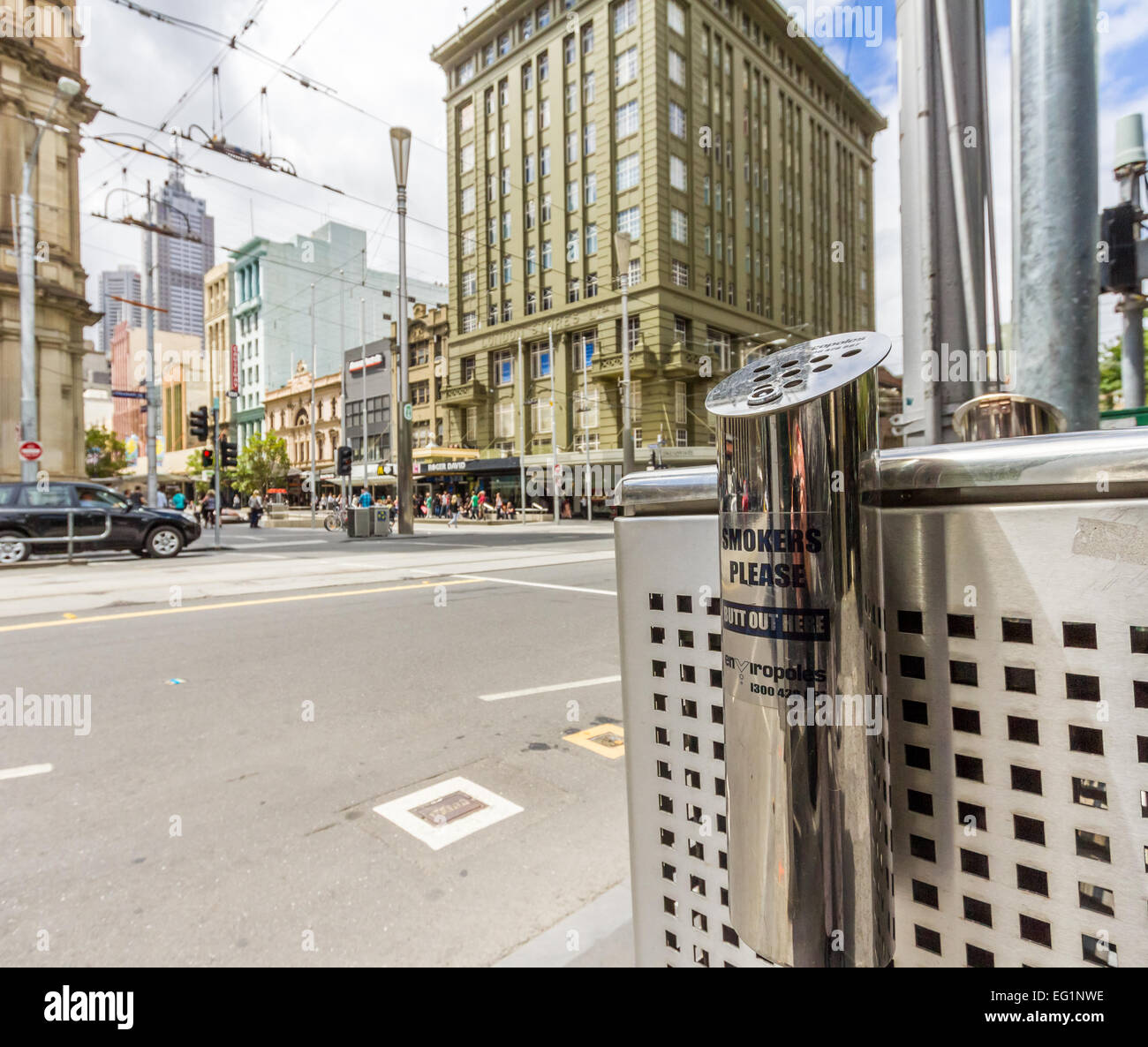 Smoking receptacle in Melbourne. Stock Photo