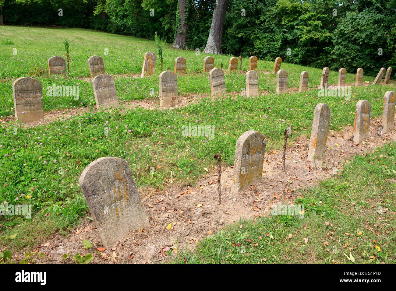 Grave markers of children from an orphanage. Stock Photo