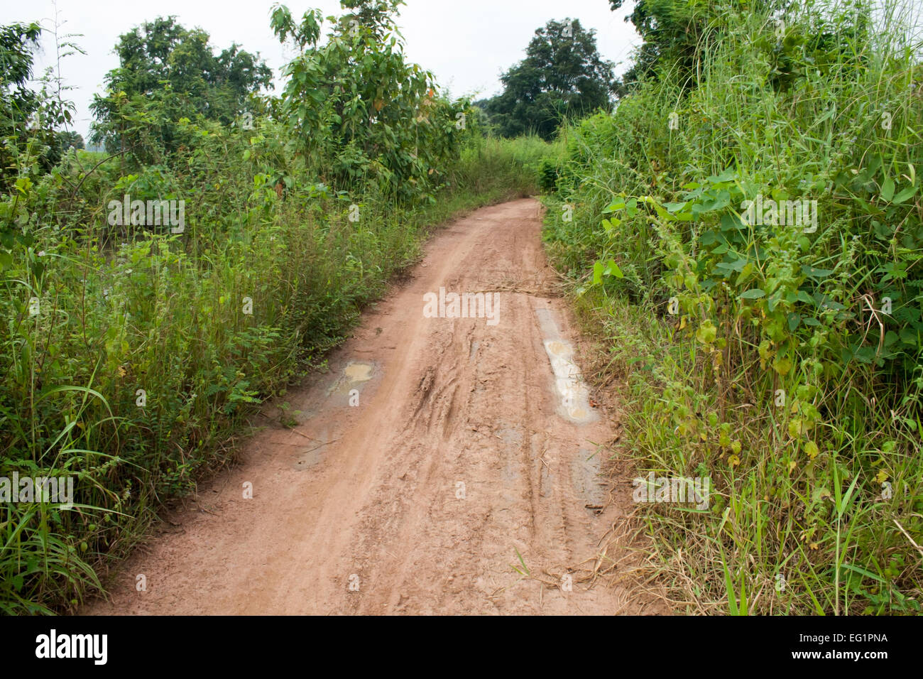 Small road in Thai Village Stock Photo