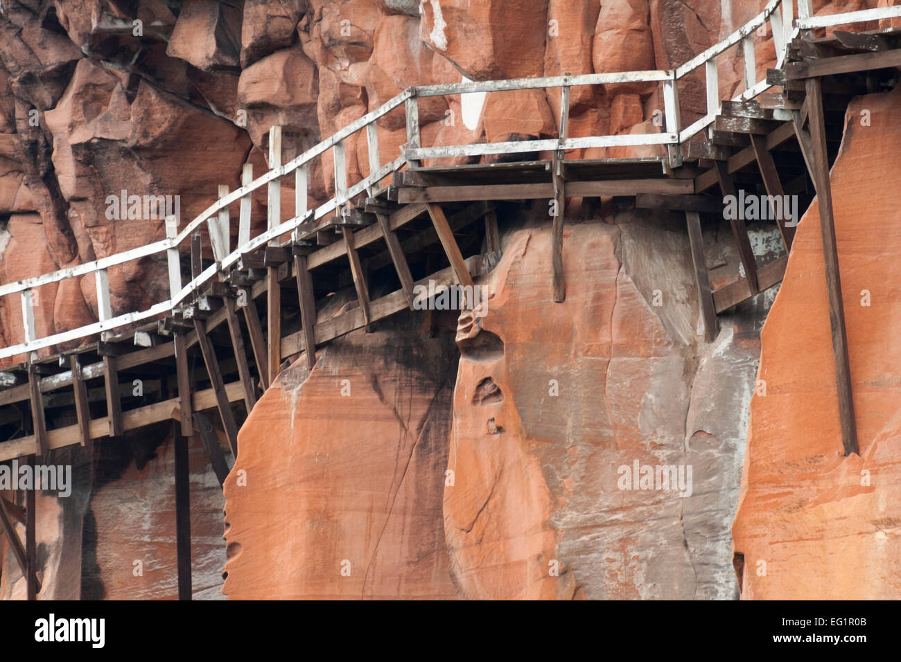 Crazy footpath on mountain at  Wat Phu Tok in Udon Thani county, Thailand - Stock Image