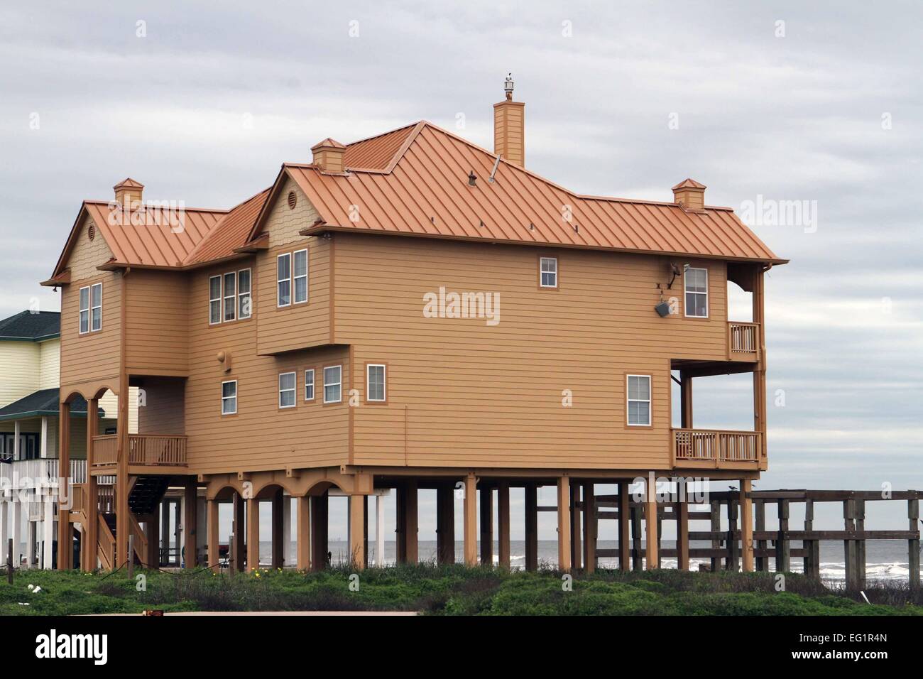 Stilt houses in Galveston, Texas USA Stock Photo Alamy