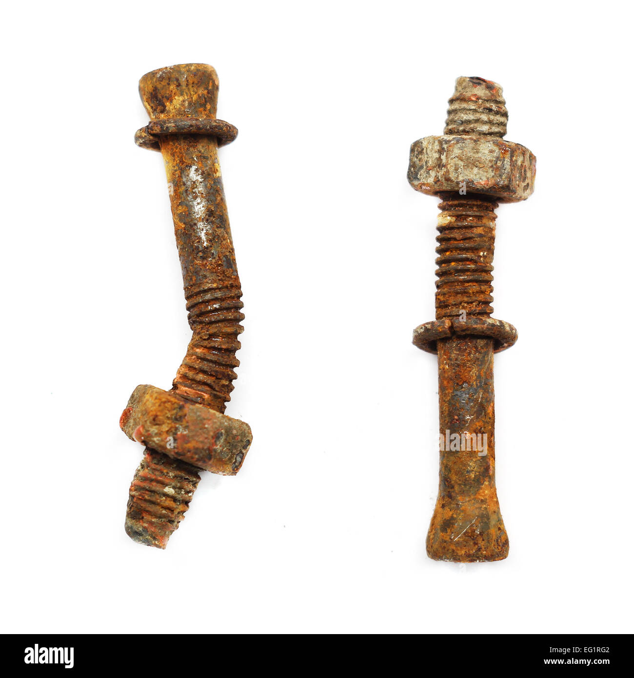 Rusty bolt and nut isolated on white background Stock Photo - Alamy