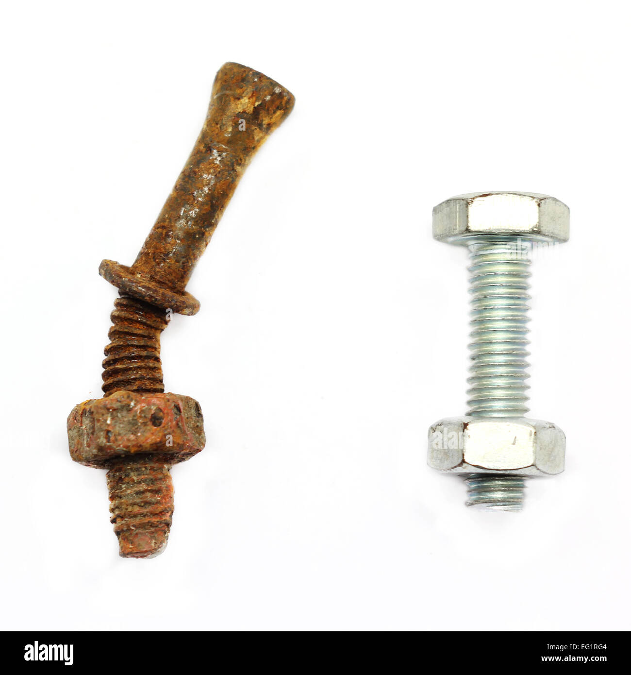 Rusty bolt and nut isolated on white background Stock Photo - Alamy