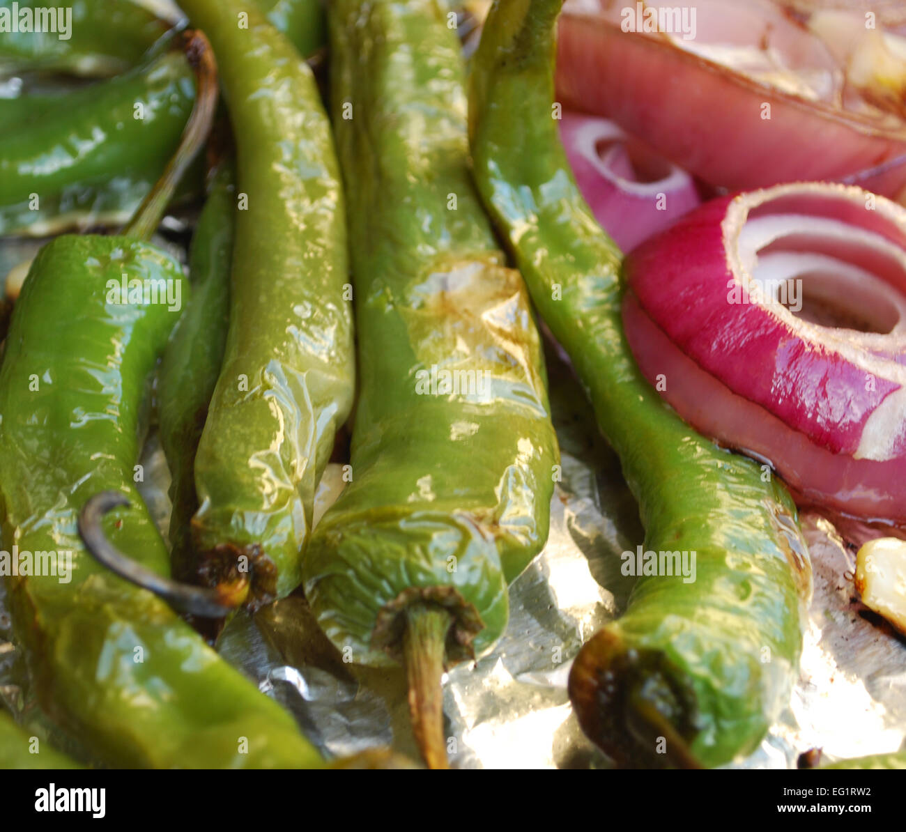 Cooking Green Peppers and Onions Stock Photo Alamy