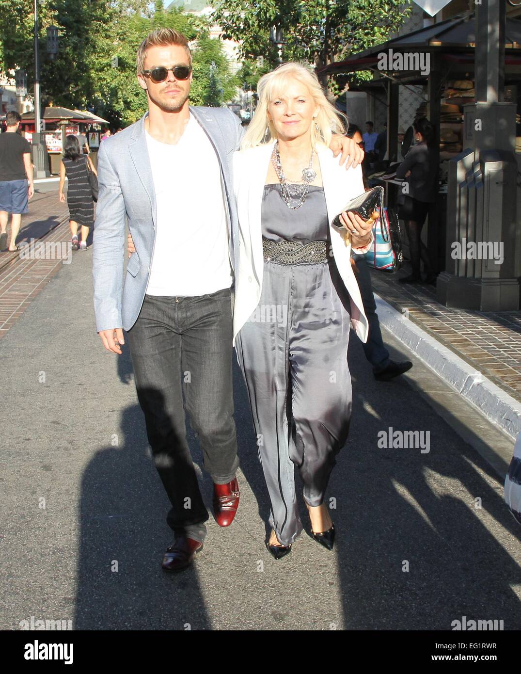 Derek Hough takes his mother, Mari Anne Hough to his book signing at Barnes and Noble  Featuring: Derek Hough,Mari Anne Hough Where: Los Angeles, California, United States When: 11 Aug 2014 Stock Photo